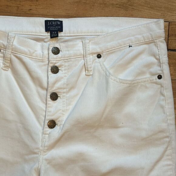 J Crew Women’s White Button Down Corduroy Straight leg pants size 33 - Picture 2 of 6